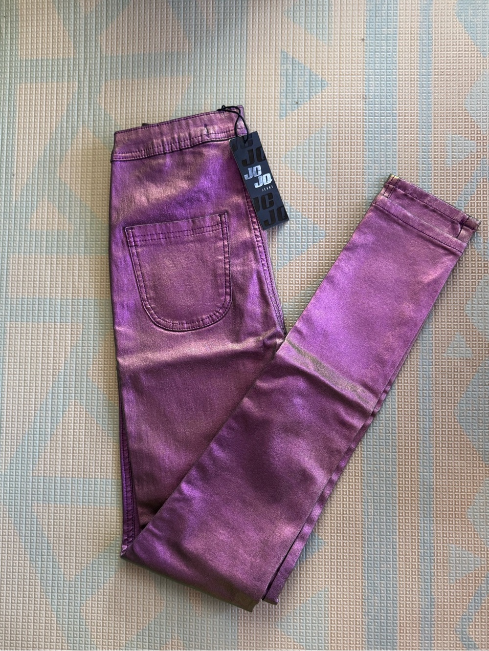 JoJo Metallic Purple high waist Skinny Jeans